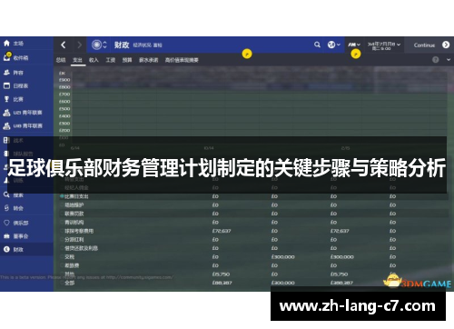 足球俱乐部财务管理计划制定的关键步骤与策略分析